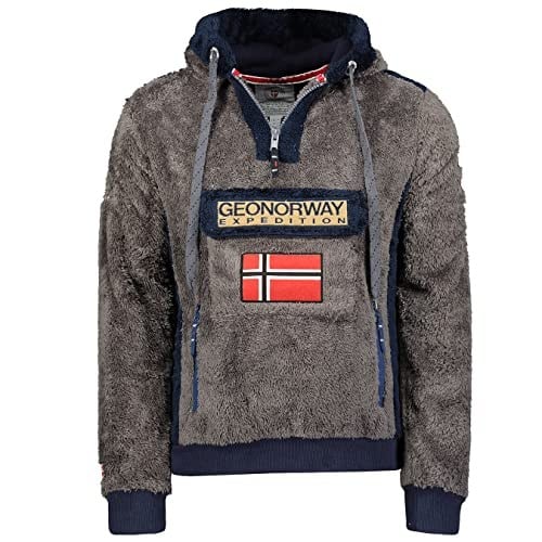 Geographical Norway Gymclass Sherco Men - Kapüşonlu Sweatshirt ve Kanguru Çanta Erkekler için Logo Sweatshirt - Erkekler için - Sweat Shirt Hoody uzun kollu, koyu gri, XXL XXL