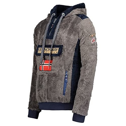 Geographical Norway Gymclass Sherco Men - Kapüşonlu Sweatshirt ve Kanguru Çanta Erkekler için Logo Sweatshirt - Erkekler için - Sweat Shirt Hoody uzun kollu, koyu gri, XXL XXL