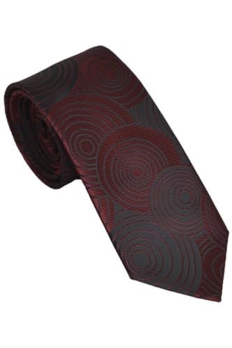 Geometrik Desen Bordo Mendilli Kravat