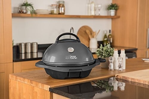 George Foreman Indoor/Outdoor Izgara: Ayakta Izgara ve Masa Izgarası (Iç ve Dış Mekan Kullanımı, Balkon ve Mutfak, Çap 44,5 Cm, Sıcaklık Göstergesi, Yağ Damlama Tepsisi, 22460-56
