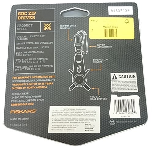 Gerber GDC Zip Driver Tornavidalı Anahtarlık Blisterli (31-001738), Gri