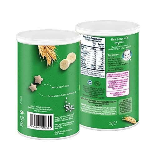 Gerber Organik Pirinçli, Buğdaylı, Muzlu ve Ahududulu Bebek Atıştırmalığı 35 g x 5