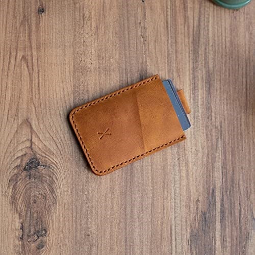 Gerçek Deri Kartlık, Kağıt Para Bölmeli, Kolay Kullanım, Minimalist Tasarım, Hakiki Deri, Çekmeli, Erkek Cüzdan, Uniseks, Kredi Kartı Cüzdan (Camel)
