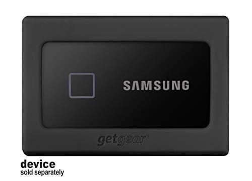 getgear Samsung T7, T7 Touch Taşınabilir SSD için Silikon Tampon - 1 TB, 2 TB, 500 GB, USB 3.2, Güçlü Darbe Emici, Kaymaya Dayanıklı - Siyah (Siyah)