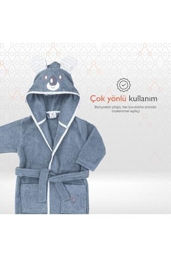 Gezenbebe Hero Kahraman Kapüşonlu Havlu Bebek Çocuk Bornozu Koala 2-4 Yaş