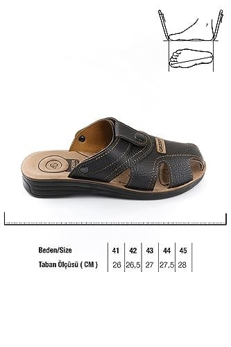 GEZER-Yazlık Erkek Çıtçıtlı Ayarlanabilir Terlik-sandalet (Siyah / 42)