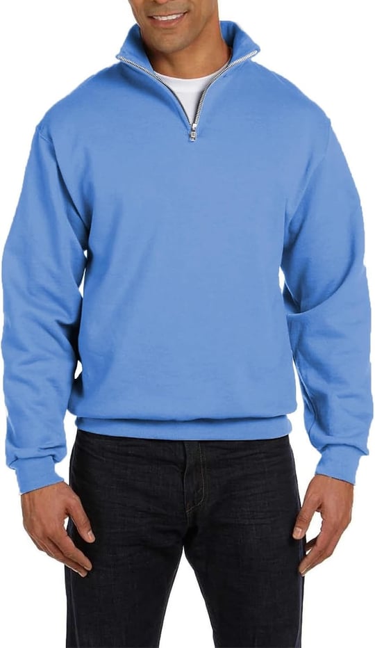 Ghassy Co. Erkek Dik Yaka Silver Yarım Fermuarlı Sweatshirt AÇIK MAVİ L