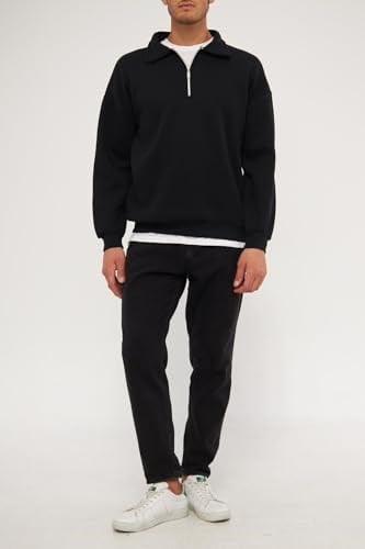 Ghassy Co. Erkek Polo Yaka Oversize Yarım Fermuarlı Sweatshirt