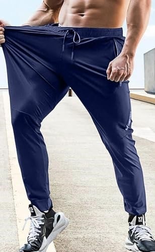 Ghassy Co. Erkek Run Ultra Hafif Egzersiz Aktif Joggers Spor Dar Paça Eşofman Altı LACİVERT L