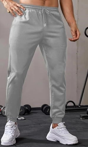 Ghassy Co. Erkek Dar Paça Running Hafif Koşucu Fitness Gym Athletic Dalgıç Kumaş Spor Eşofman Altı AÇIK GRİ M