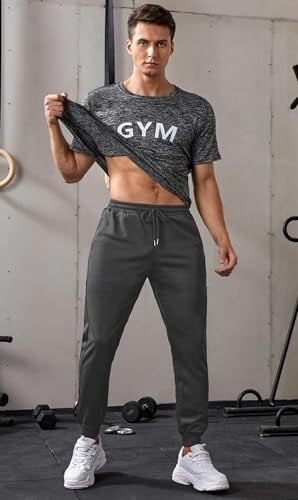 Ghassy Co. Erkek Dar Paça Running Hafif Koşucu Fitness Gym Athletic Dalgıç Kumaş Spor Eşofman Altı FÜME S
