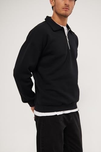 Ghassy Co. Erkek Polo Yaka Oversize Yarım Fermuarlı Sweatshirt