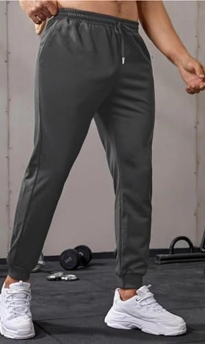 Ghassy Co. Erkek Dar Paça Running Hafif Koşucu Fitness Gym Athletic Dalgıç Kumaş Spor Eşofman Altı FÜME S
