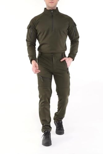 Ghassy Co. Erkek Military mbat Alt Üst Softshell Takım HAKİ S