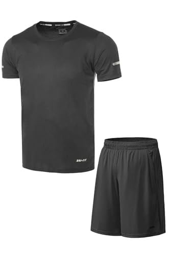 Ghassy Co. Erkek 2li Set Nem Emici Koşu Egzersiz Şort T-shirt Takım