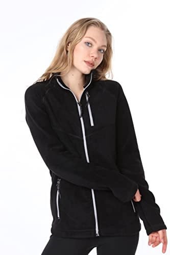 Ghassy Co. KADIN TAM FERMUARLI POLAR CEKET SİYAH1 M