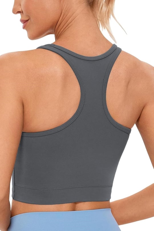 Ghassy Co. Kadın Racerback Running Yoga Egzersiz Fitness Spor Sütyen CRS004 FÜME S