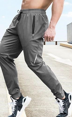 Ghassy Co. Erkek Run Ultra Hafif Egzersiz Aktif Joggers Spor Dar Paça Eşofman Altı FÜME XL