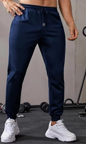 Ghassy Co. Erkek Dar Paça Running Hafif Koşucu Fitness Gym Athletic Dalgıç Kumaş Spor Eşofman Altı LACİVERT XL