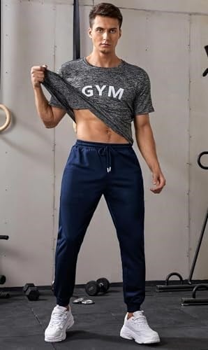 Ghassy Co. Erkek Dar Paça Running Hafif Koşucu Fitness Gym Athletic Dalgıç Kumaş Spor Eşofman Altı LACİVERT M