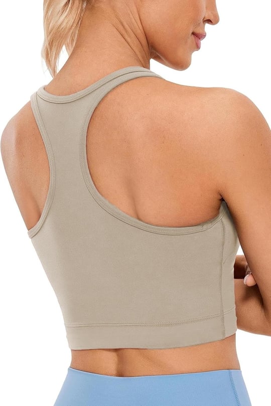 Ghassy Co. Kadın Racerback Running Yoga Egzersiz Fitness Spor Sütyen CRS004 BEJ M