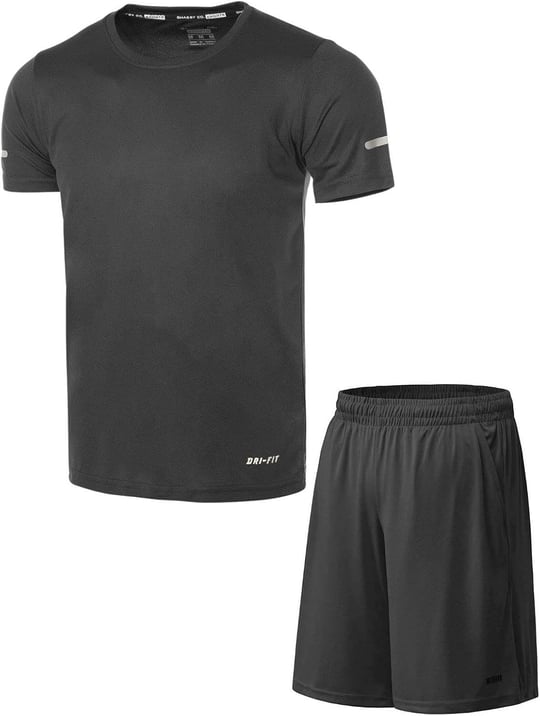 Ghassy Co. Erkek 2li Set Nem Emici Koşu Egzersiz Şort T-shirt Takım