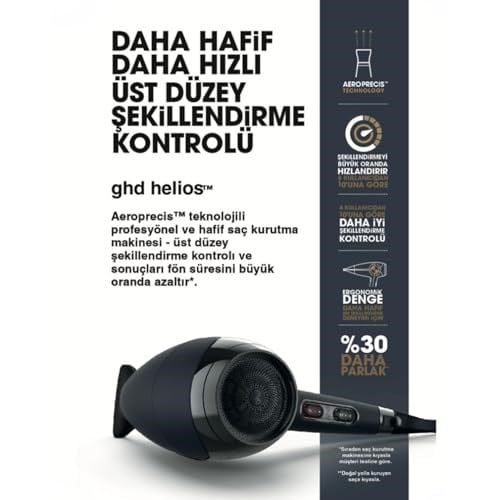 Ghd Helios Saç Kurutma Makinesi, Siyah | Maksimum saç kontrolü - Tüm saç tipleri için - (Avrupa fişi)
