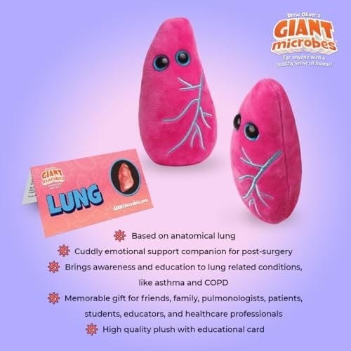 GIANT MICROBES Giantmicrobes Akciğer Pelüş – Eğitici Anatomik Peluş Organ, İyi Geçmiş Hediye – Aile, Arkadaşlar, Bilim Adamları, Öğrenciler, Eğitimciler, Doktorlar ve Nefes Almayı Seven Herkes için Eğ