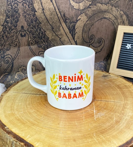 giftmoda Benim Kahraman Babam Tasarımlı Kupa Bardak