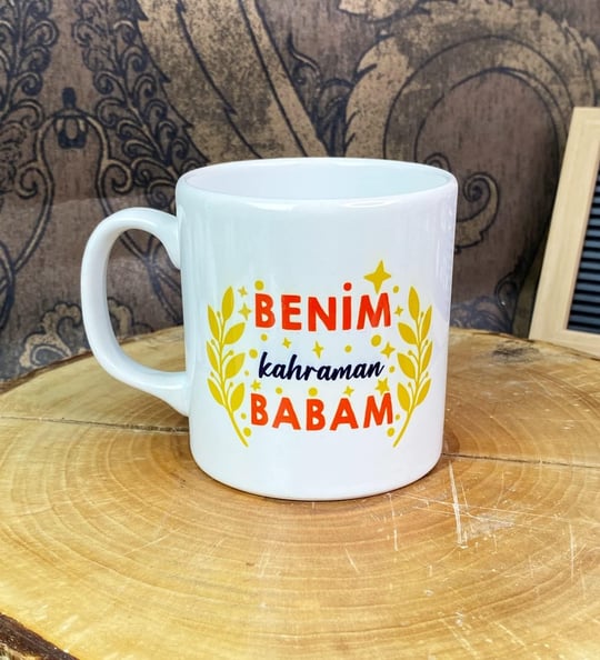 giftmoda Benim Kahraman Babam Tasarımlı Kupa Bardak