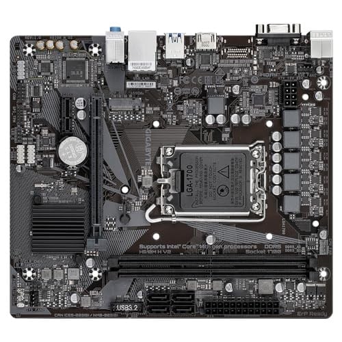 Gigabyte H610M H V2 ana kart - Intel Core 14. CPUları destekler, 4+1+1 hibrit dijital VRM, 5600 MHze kadar DDR5, 1 x PCIe 3.0 M.2, GbE LAN, USB 3.2 Gen 1