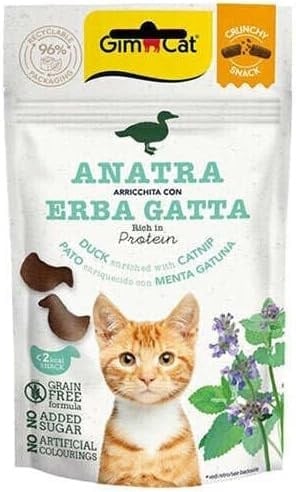 Gimcat Crunchy Snacks Ördekli & Kedi Naneli Tahılsız Kedi Ödülü 50 gr