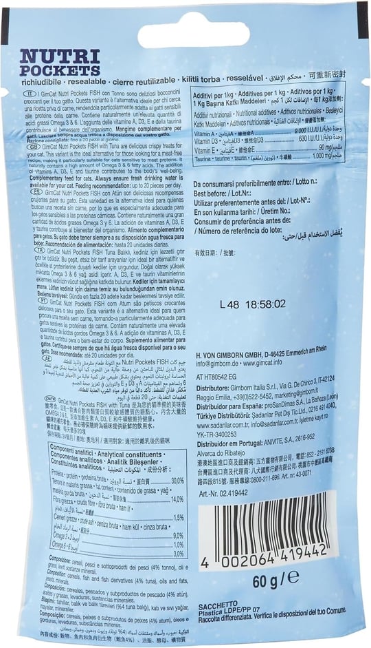 GimCat Kedi Ödül Tableti Np Ton Balıklı, 60 gr