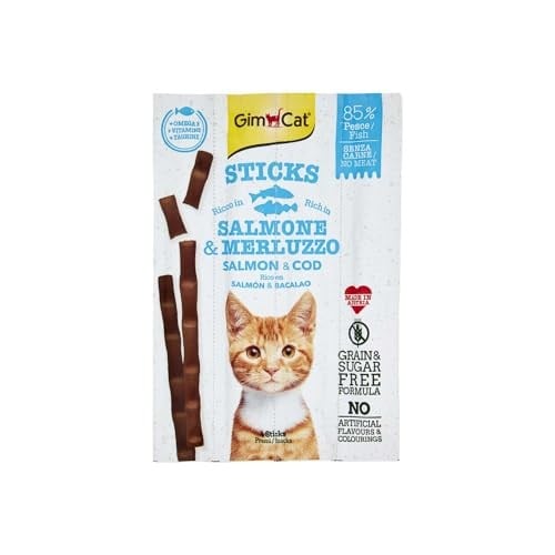 GimCat Sticks Somon & Atlantik Morina Tahılsız Ödül Çubukları 4lü 20 gr