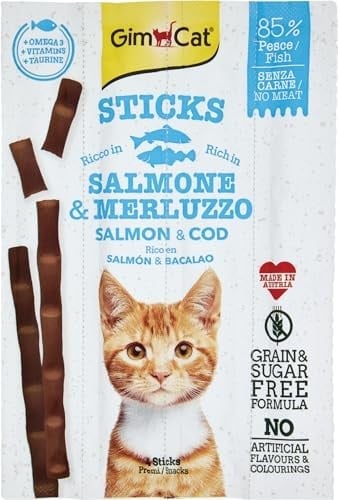 GimCat Sticks Somon & Atlantik Morina Tahılsız Ödül Çubukları 4lü 20 gr