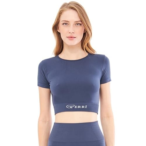 Giorgina Ferri Yumuşak Dokulu, Esnek Yoga, Koşu, Spor ve Günlük Crop Top Mila