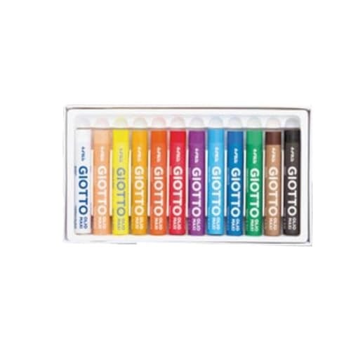 GIOTTO Olio Maxi yağlı pastel set, çocuklar için, 12 renk, büyük çocuk sanatçı pasteli, ev ve okul için ideal