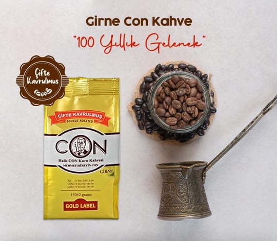 Girne Con Kahve Çifte Kavrulmuş Türk Kahvesi, Gold Label, 125 Gram, Öğütülmüş,%100 Arabica, Kıbrıs Üretim