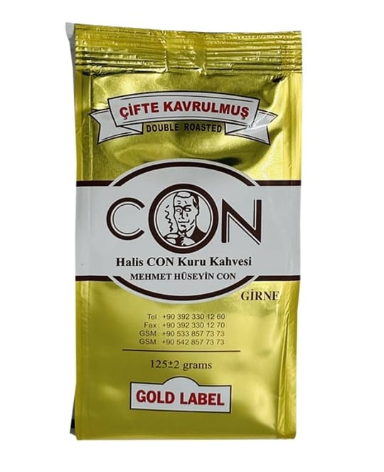 Girne Con Kahve Çifte Kavrulmuş Türk Kahvesi, Gold Label, 125 Gram, Öğütülmüş,%100 Arabica, Kıbrıs Üretim