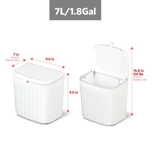 Glad Roomate tezgah altı çöp kovası | mutfak dolabı, banyo veya ofis için yerden tasarruf sağlayan çöp kutusu, açma kolaylığı için çift kapak, 7 litre, beyaz