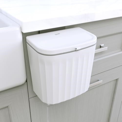 Glad Roomate tezgah altı çöp kovası | mutfak dolabı, banyo veya ofis için yerden tasarruf sağlayan çöp kutusu, açma kolaylığı için çift kapak, 7 litre, beyaz