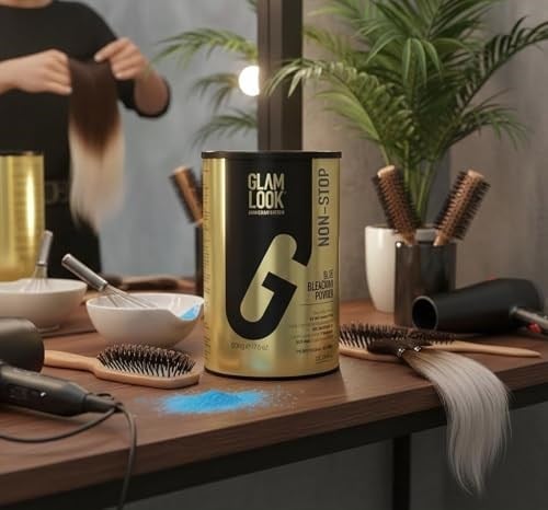 GLAMLOOK Non-Stop Mavi Toz Açıcı 500 gr. | Profesyonel Yüksek Açma Gücü | Zarar Vermeyen Nemlendirici Formül | Evde ve Kuaför Kullanımına Uygun Saç Rengi Açıcı - Seçenekler: NON-STOP, ASH BLOND, WHITE