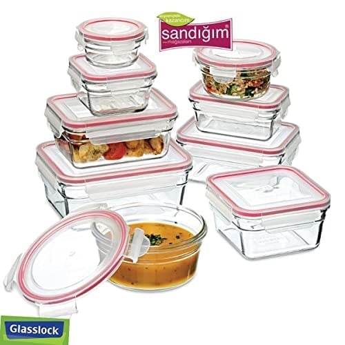 GLASSLOCK KARE CAM SAKLAMA KABI 490 ML - Seçenekler: 490 mL, 900 mL, 1200 mL