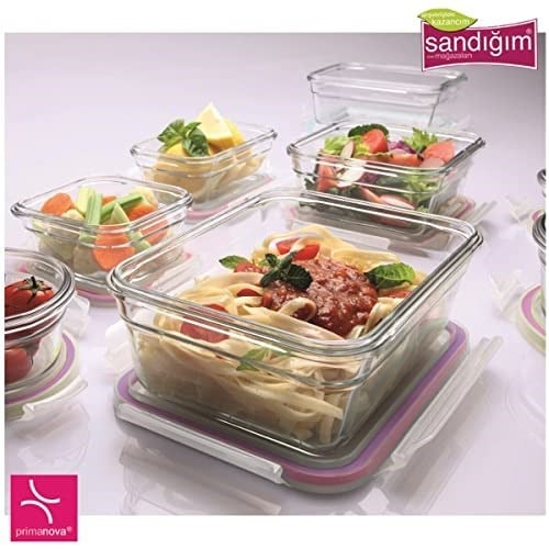 GLASSLOCK KARE CAM SAKLAMA KABI 490 ML - Seçenekler: 490 mL, 900 mL, 1200 mL