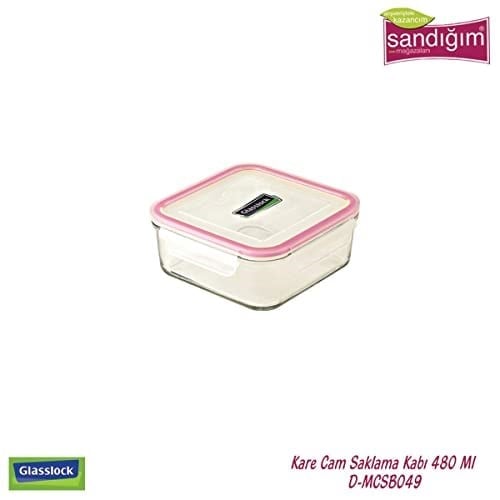GLASSLOCK KARE CAM SAKLAMA KABI 490 ML - Seçenekler: 490 mL, 900 mL, 1200 mL