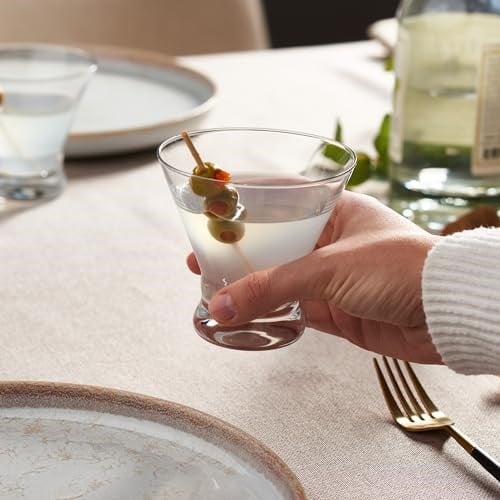 GLING [8 oz. Sapsız Martini Bardakları 4lü Set, Likör için Kokteyl Bardağı, Viski Partiler, Düğünler ve Tüm Etkinlikler için Harika