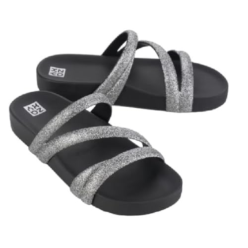 Glitter Tam Ad Kadın Terlik Gri Siyah 35/42