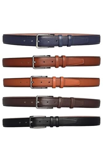Goderi%100 Hakiki Deri, 5Li Mükemmel Set, Nokta Baskılı Kumaş Pantolon Kemeri 3.5 Cm_Noktalı 115 Cm
