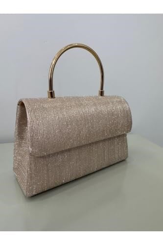 Gold Işıltılı Clutch Abiye Çanta