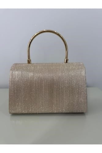 Gold Işıltılı Clutch Abiye Çanta